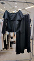 Wide Boat Neck Draped Tops With Skirts